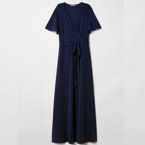 H&M V-Neck Maxi Dress Dark Blue